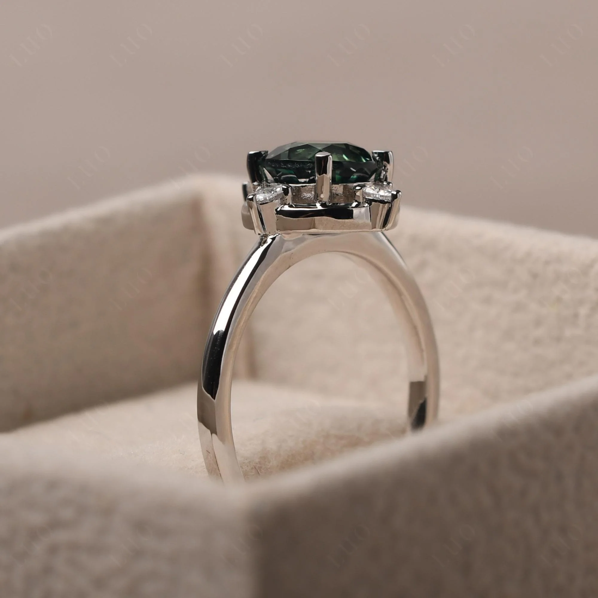Green Sapphire North Star Engagement Ring - Image 14