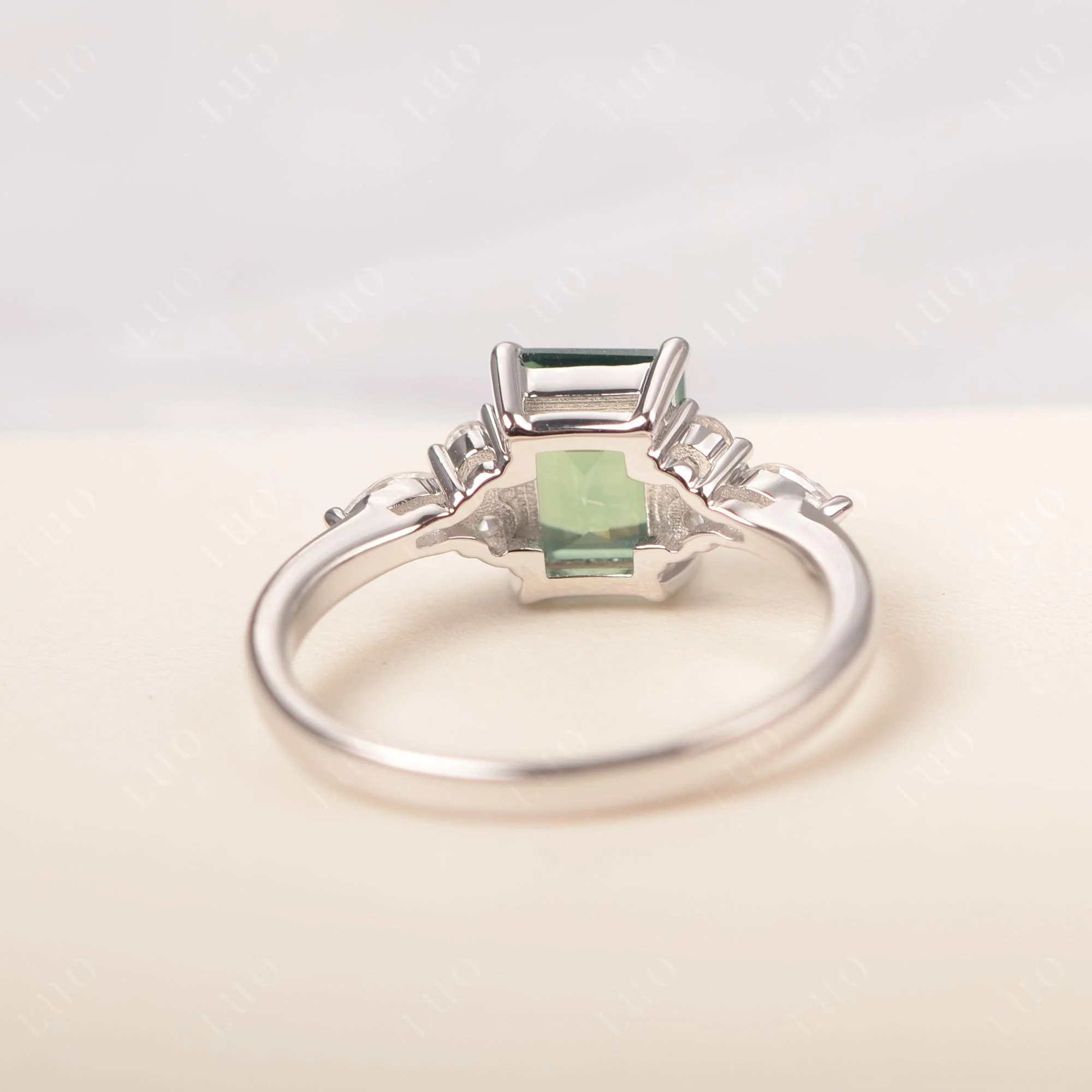 Simple Emerald Cut Green Sapphire Ring - Image 31