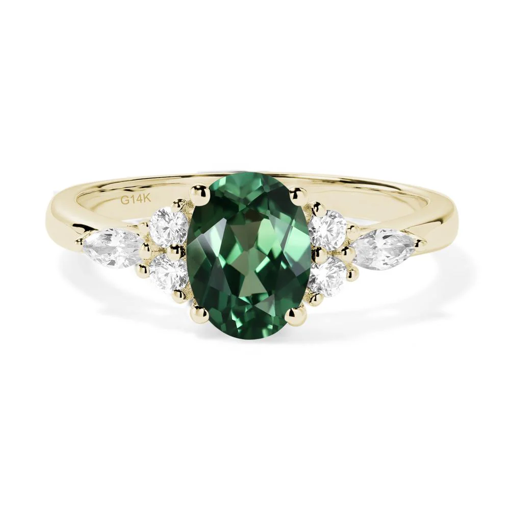 Simple Oval Green Sapphire Engagement Ring - Image 3