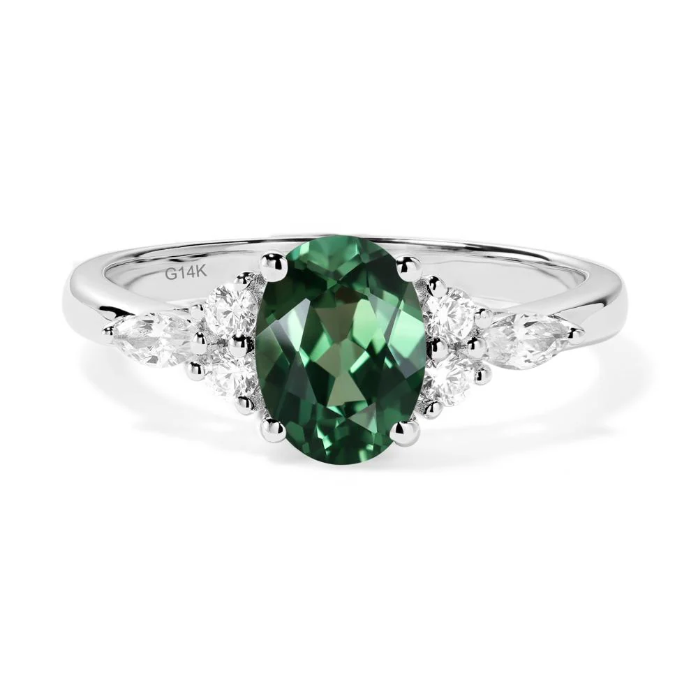 Simple Oval Green Sapphire Engagement Ring - Image 4
