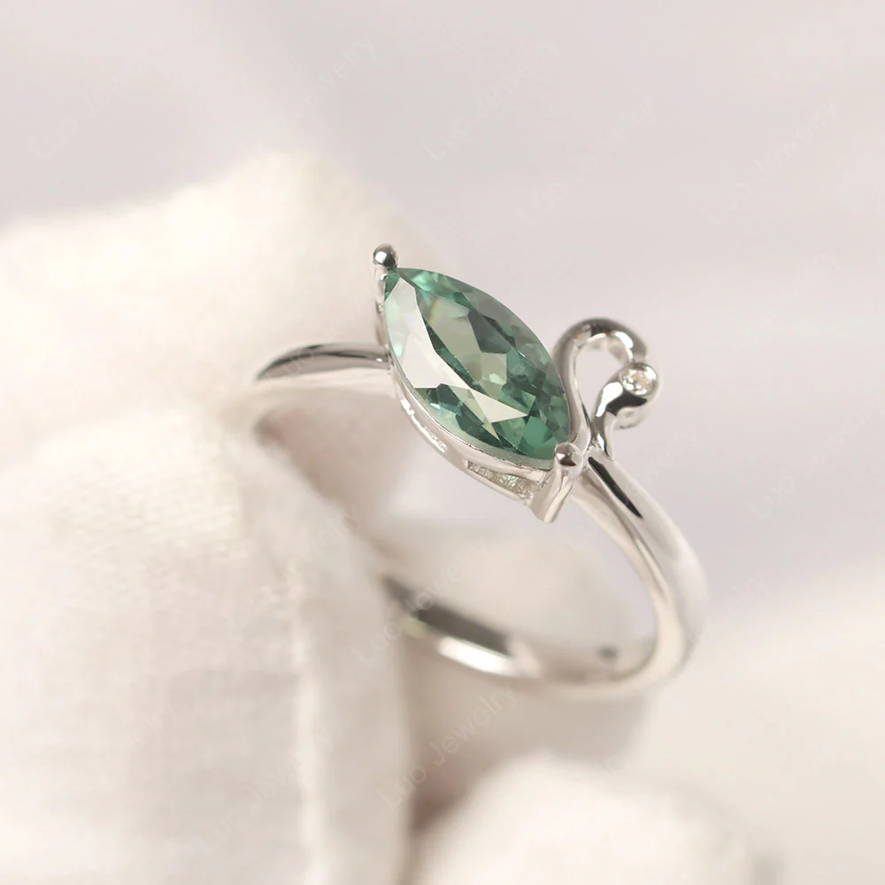 Green Sapphire Swan Engagement Ring - Image 2