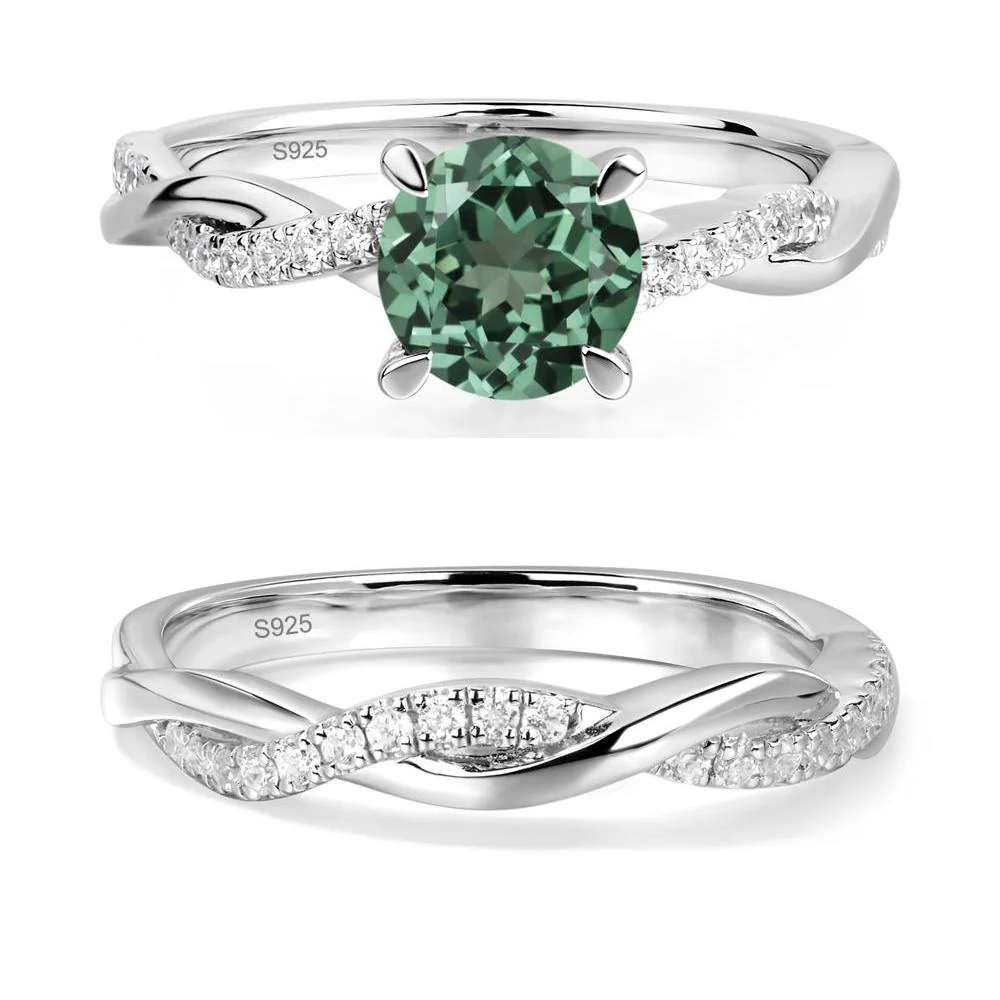 Green Sapphire Twist Engagement Ring - Image 27