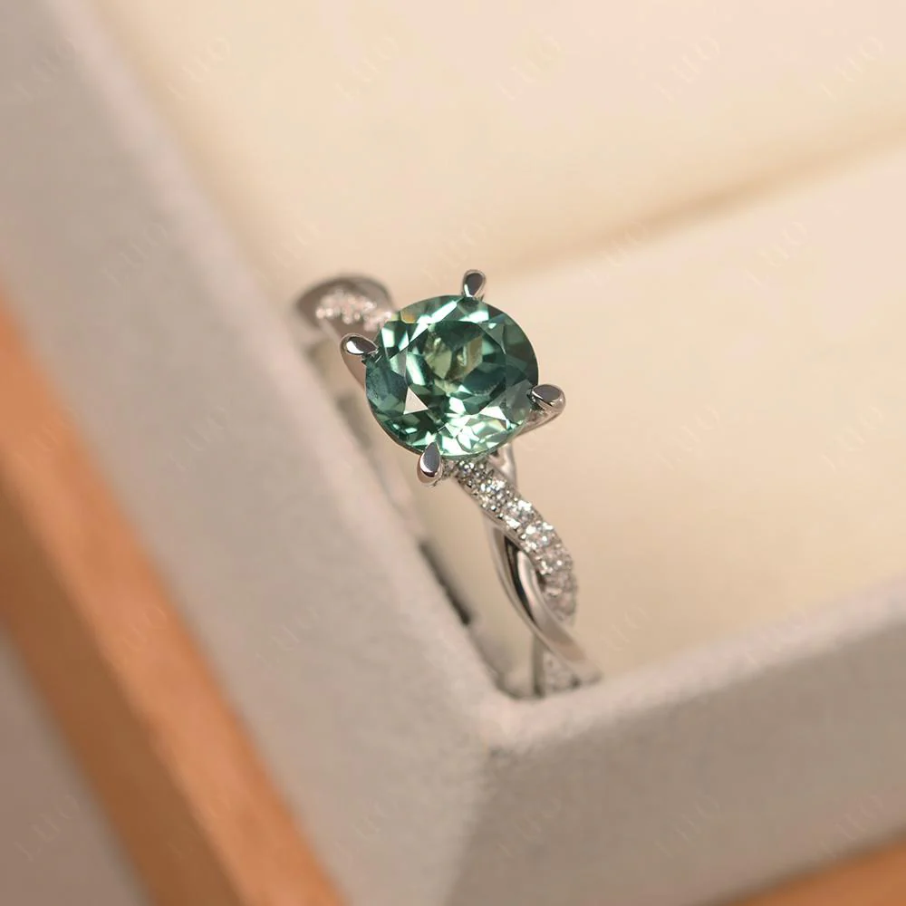 Green Sapphire Twist Engagement Ring - Image 30