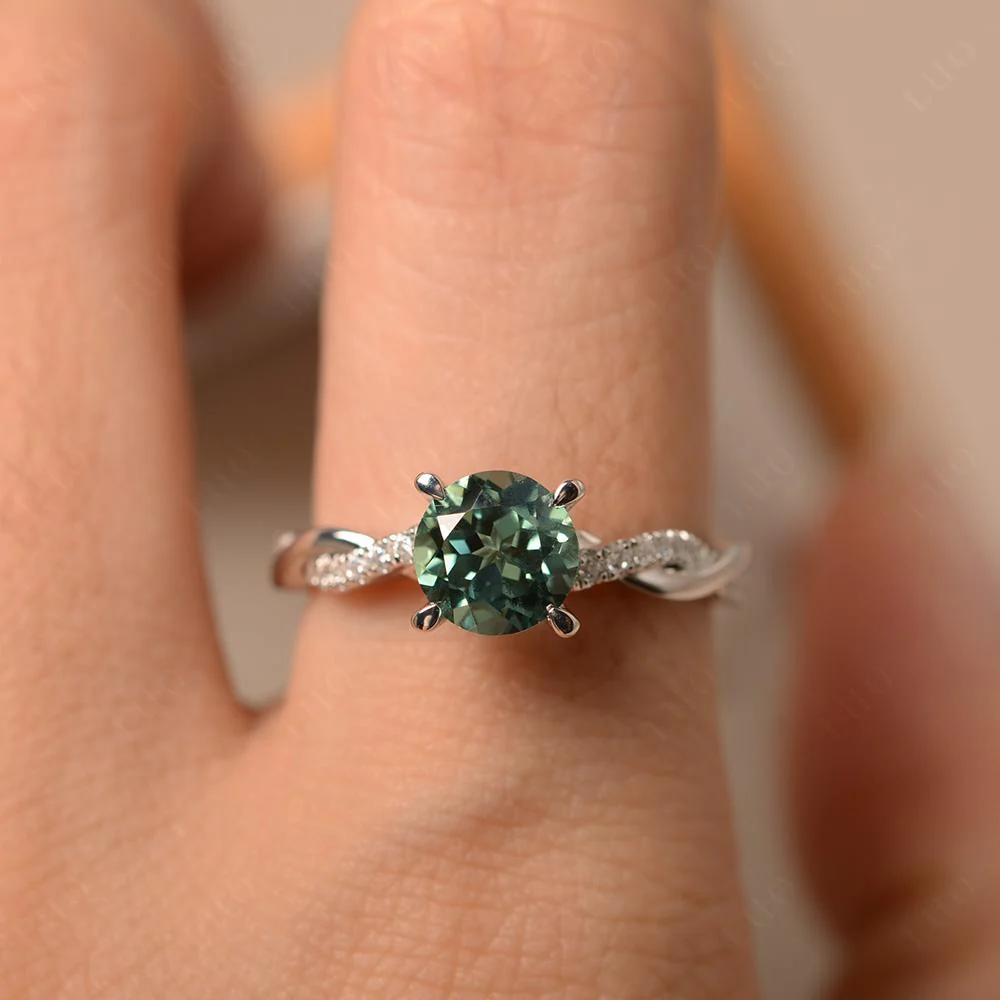 Green Sapphire Twist Engagement Ring - Image 32