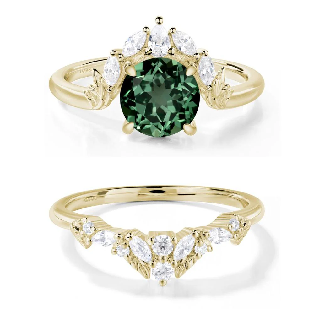 Green Sapphire Ring with Marquise Side Stone - Image 15