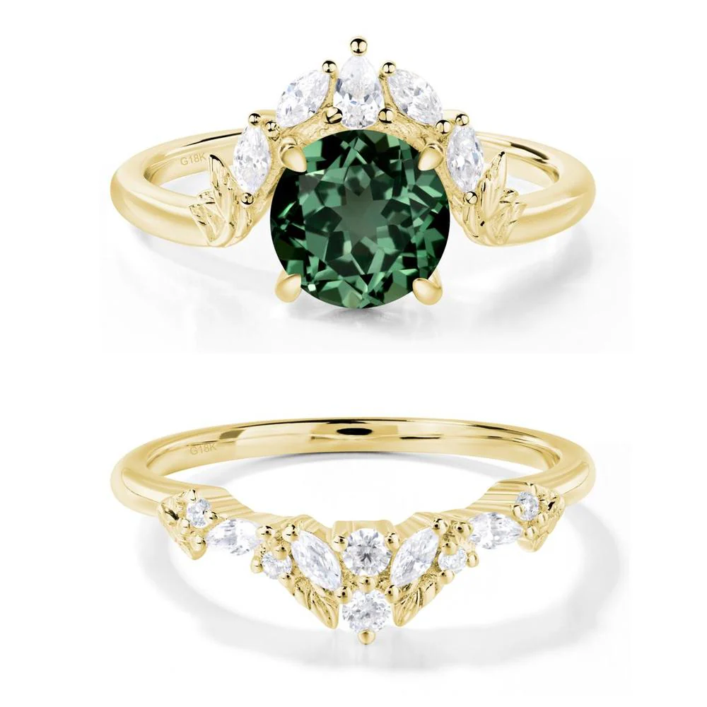 Green Sapphire Ring with Marquise Side Stone - Image 21