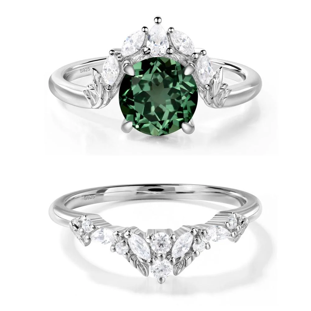 Green Sapphire Ring with Marquise Side Stone - Image 27
