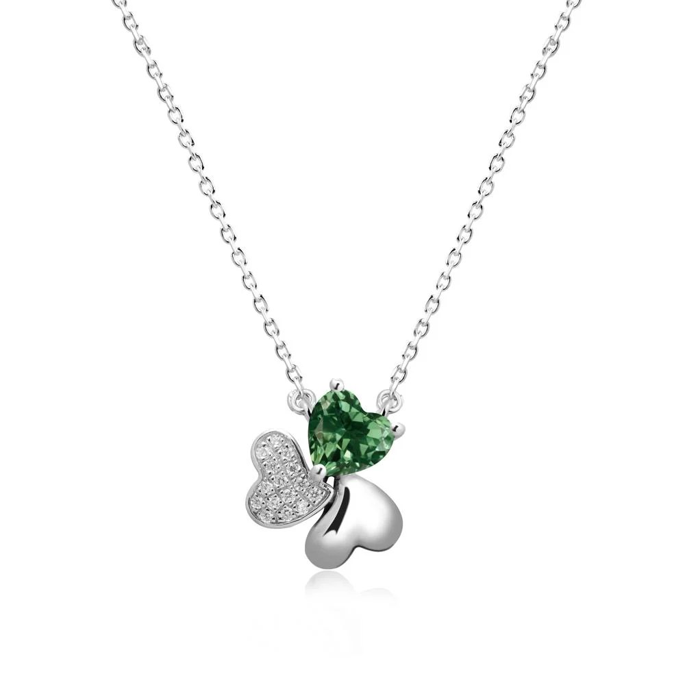 Green Sapphire Shamrock Necklace