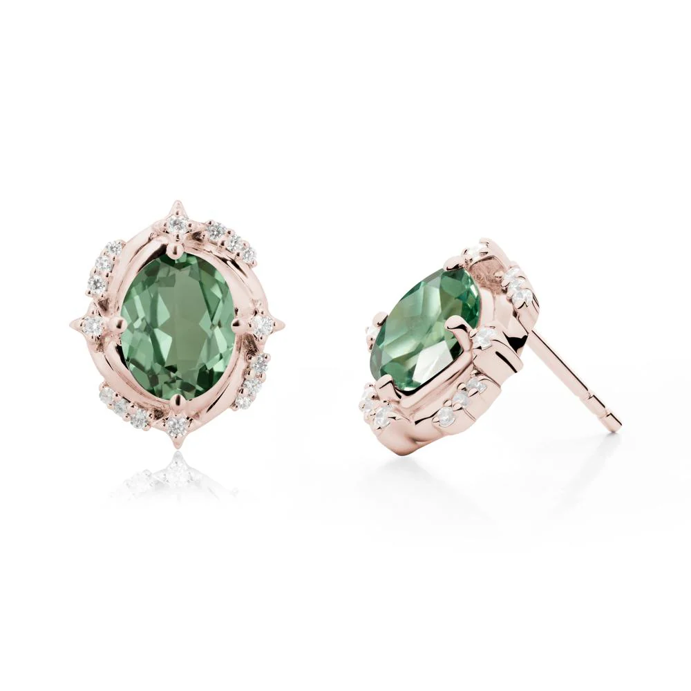 Green Sapphire Shooting Star Stud Earrings