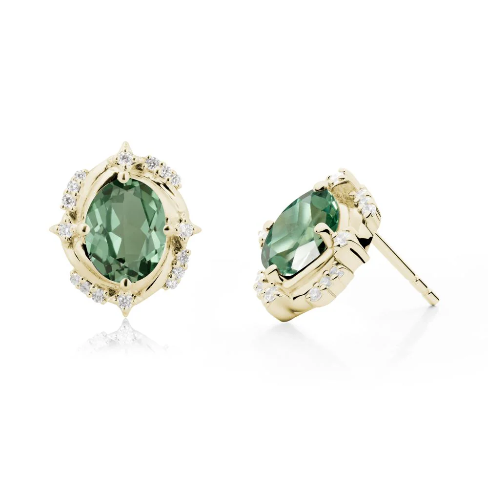 Green Sapphire Shooting Star Stud Earrings - Image 5
