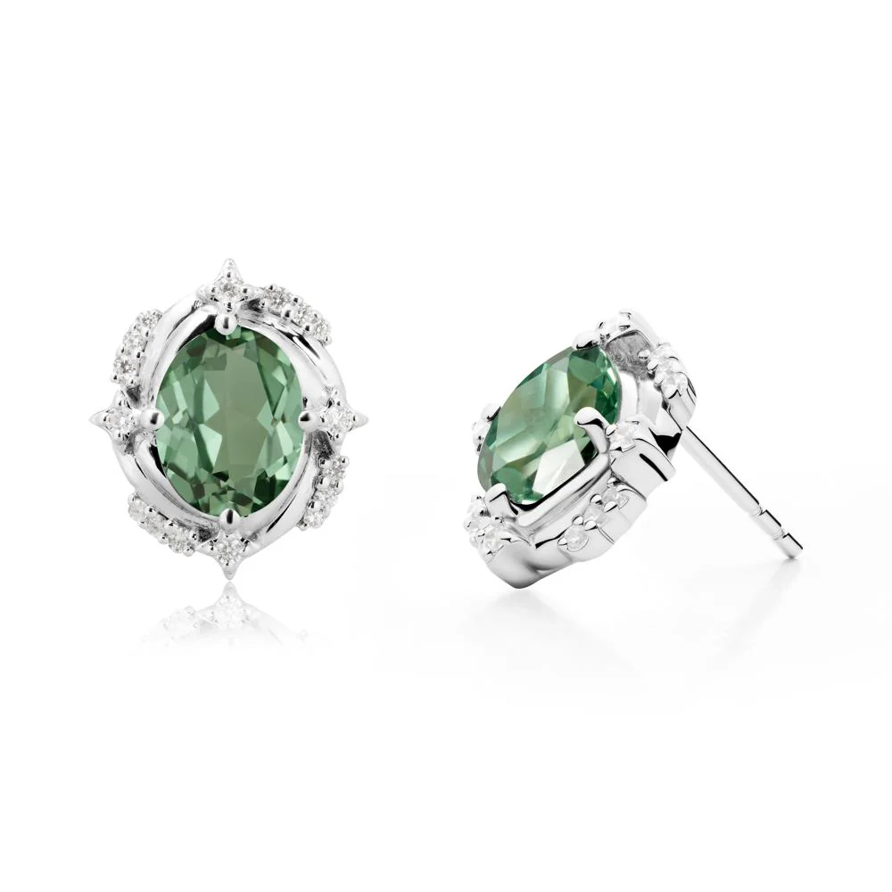 Green Sapphire Shooting Star Stud Earrings - Image 9