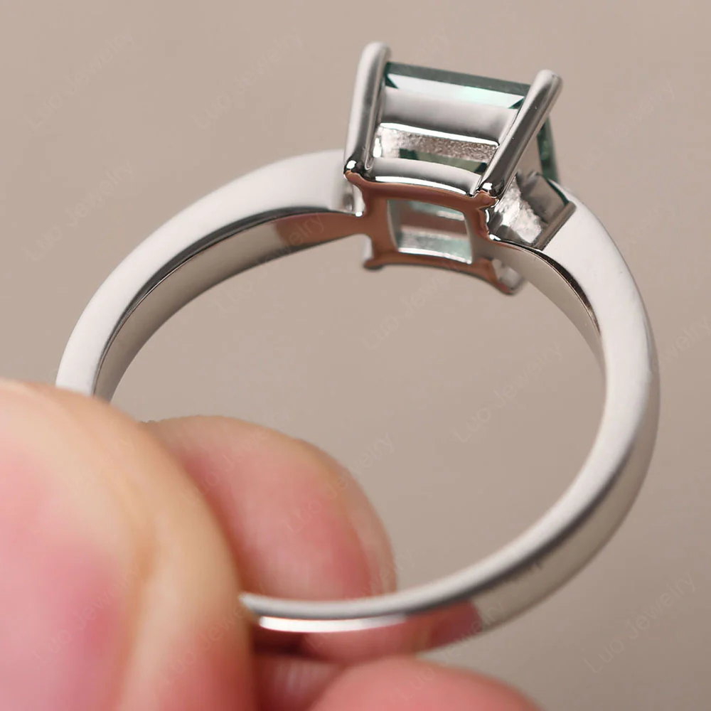 Princess Cut Green Sapphire Tapered Band Ring - Image 3