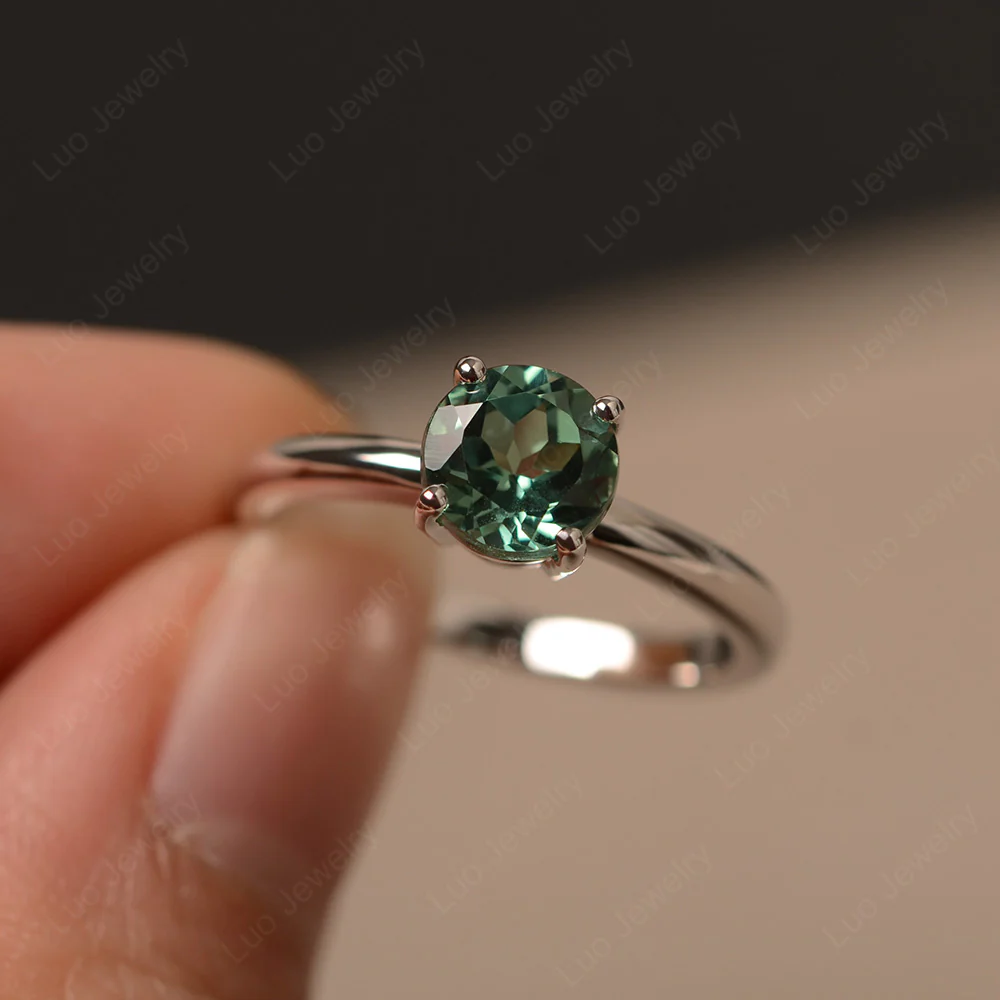 Green Sapphire Solitaire Ring