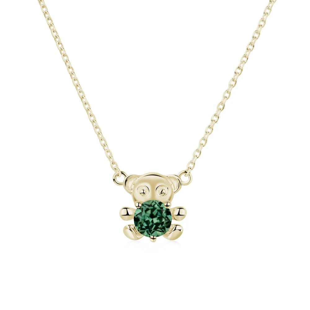 Green Sapphire Teddy Bear Necklace