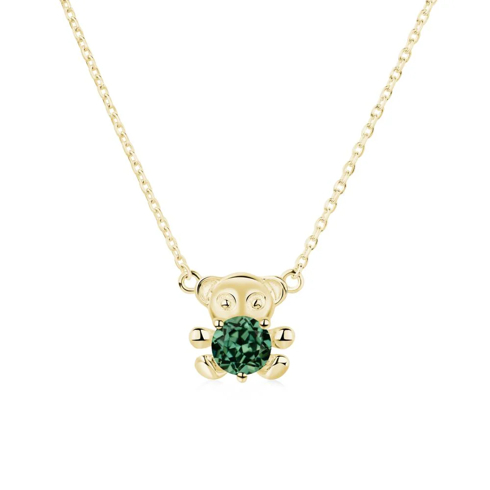 Green Sapphire Teddy Bear Necklace - Image 4