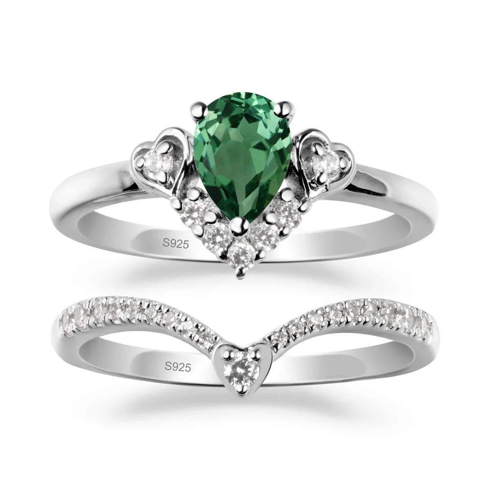 Green Sapphire Tiara Ring Set - Image 9