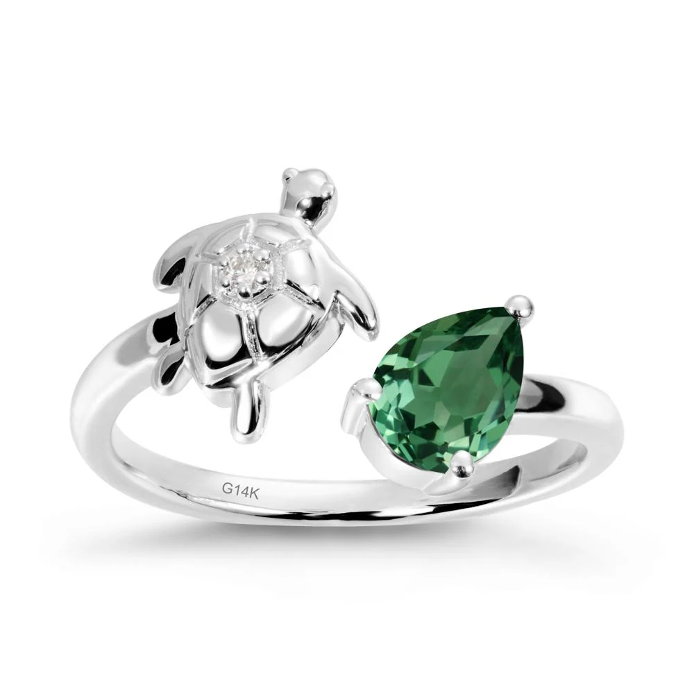 Green Sapphire Turtle Open Bypass Ring