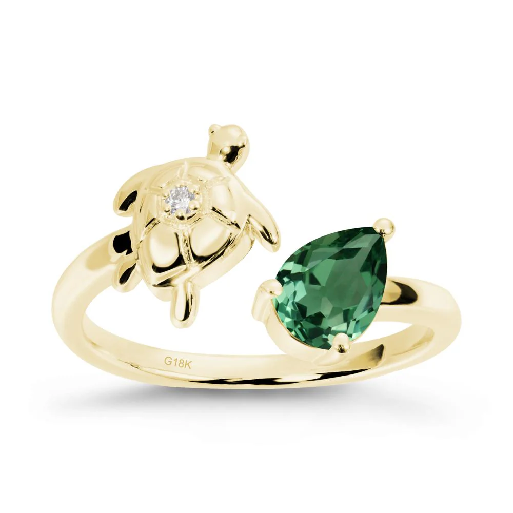 Green Sapphire Turtle Open Bypass Ring - Image 6