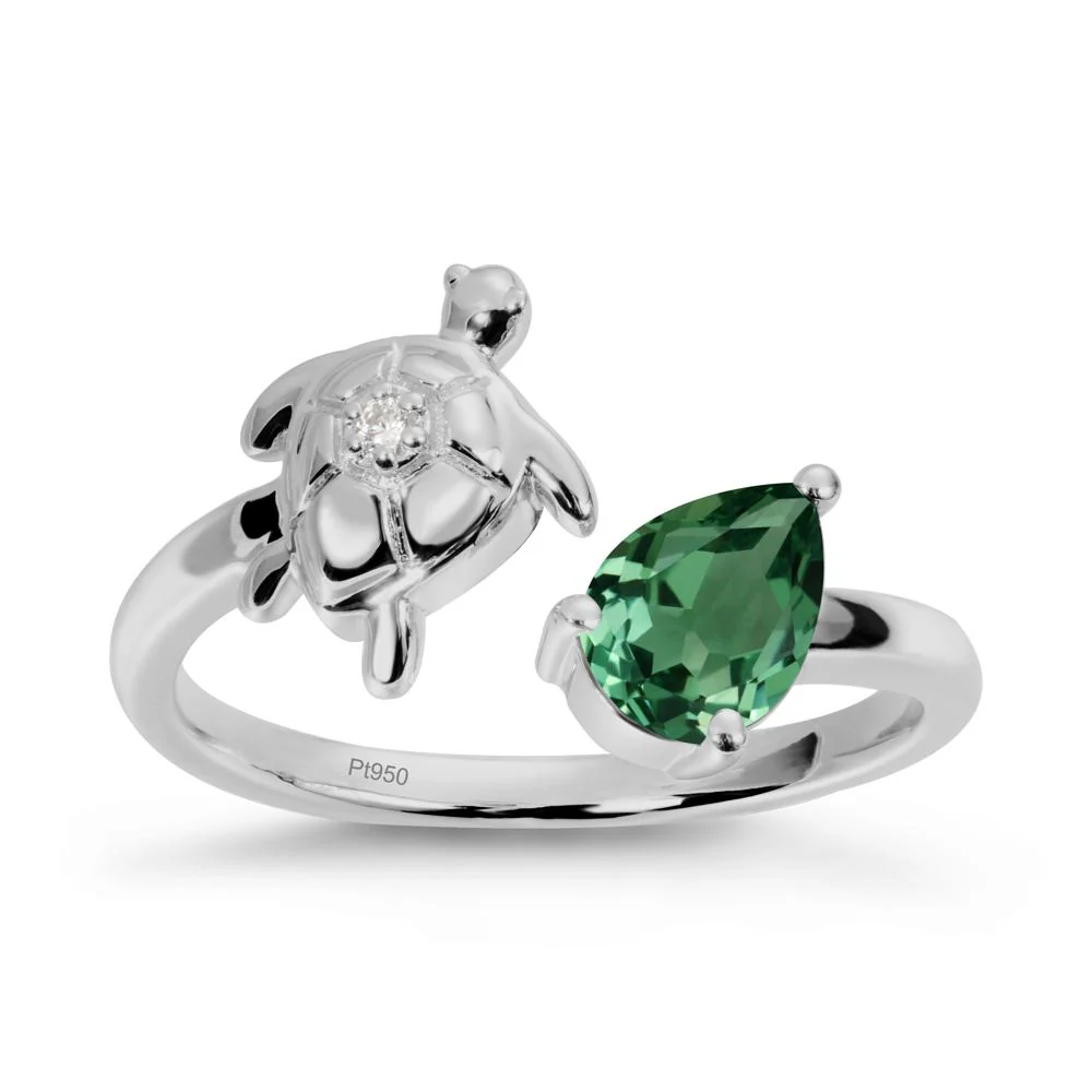 Green Sapphire Turtle Open Bypass Ring - Image 8