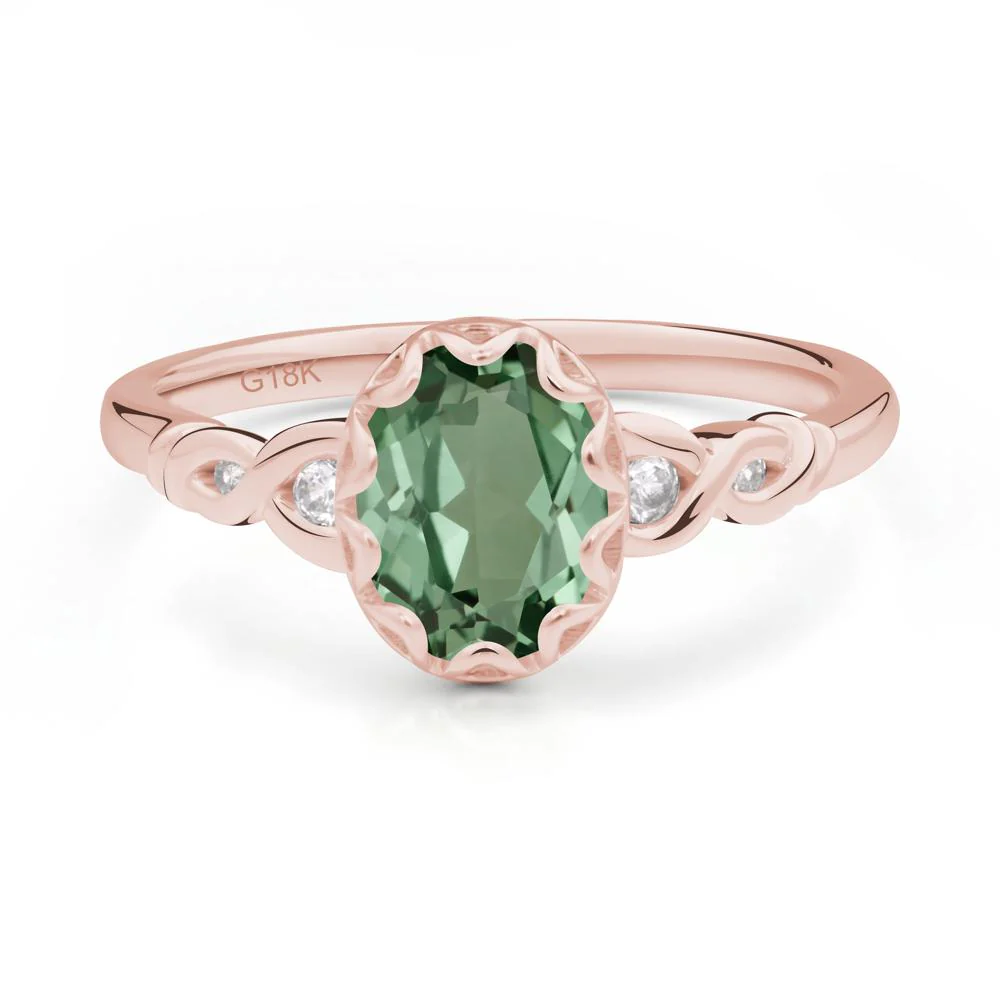 Green Sapphire Vintage Oval Engagement Ring - Image 4