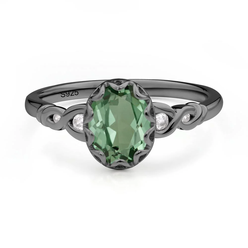 Green Sapphire Vintage Oval Engagement Ring - Image 7