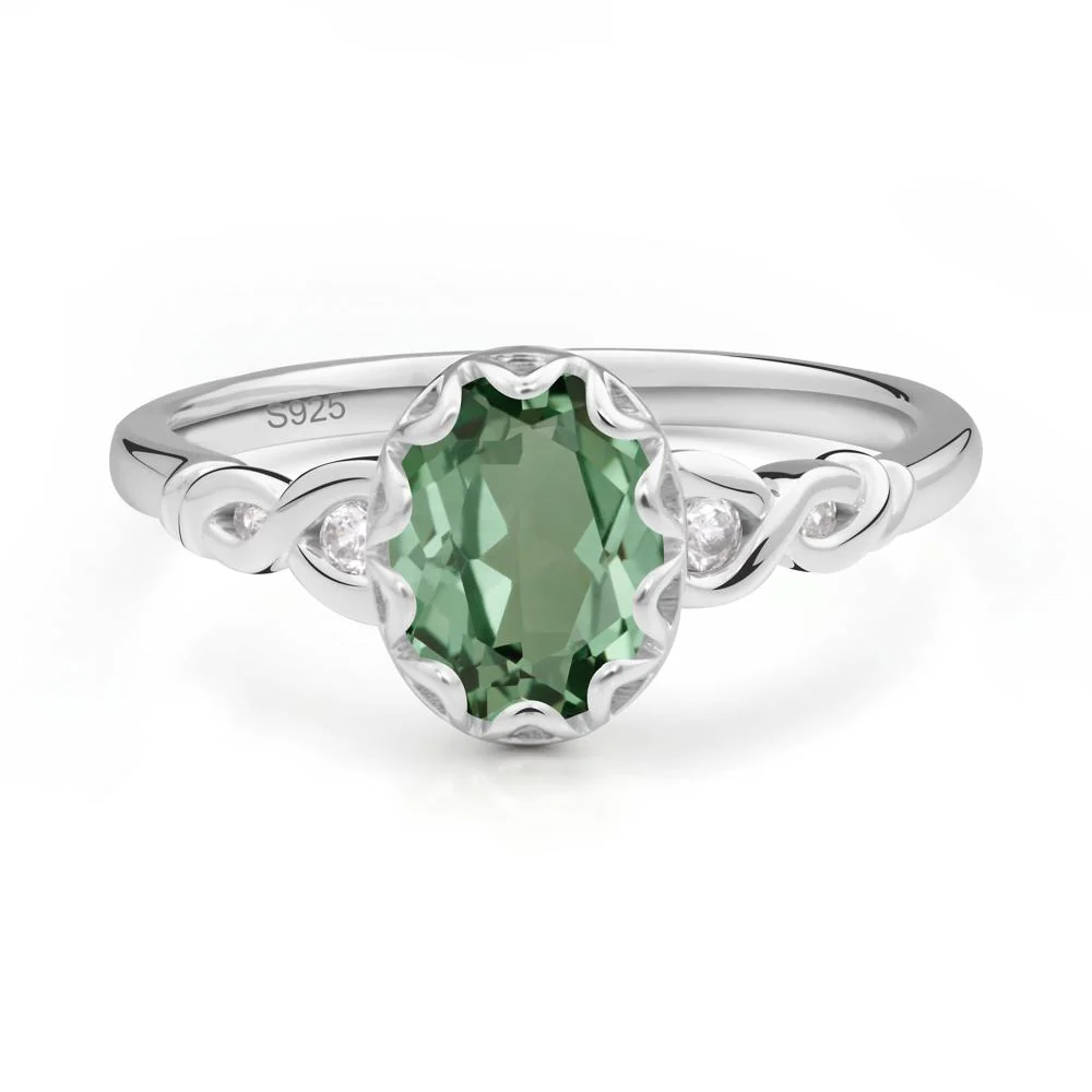 Green Sapphire Vintage Oval Engagement Ring - Image 9