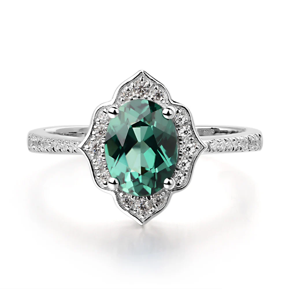 Green Sapphire Floral Ring