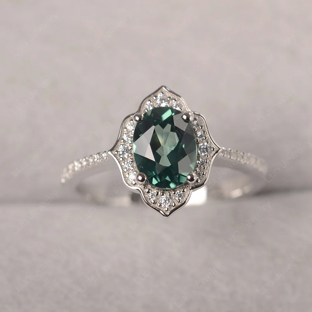 Green Sapphire Floral Ring - Image 2