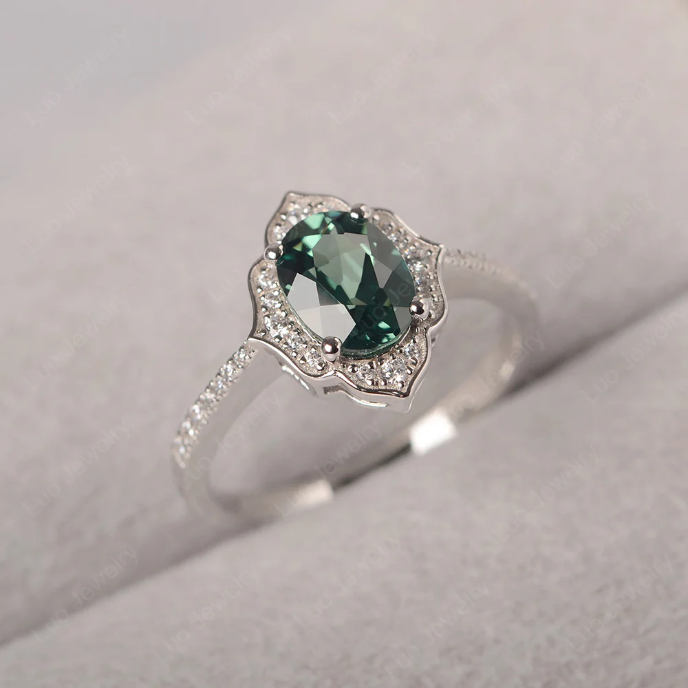 Green Sapphire Floral Ring - Image 3