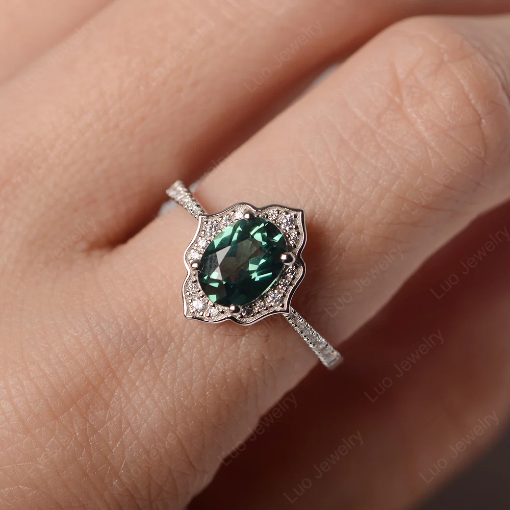 Green Sapphire Floral Ring - Image 6