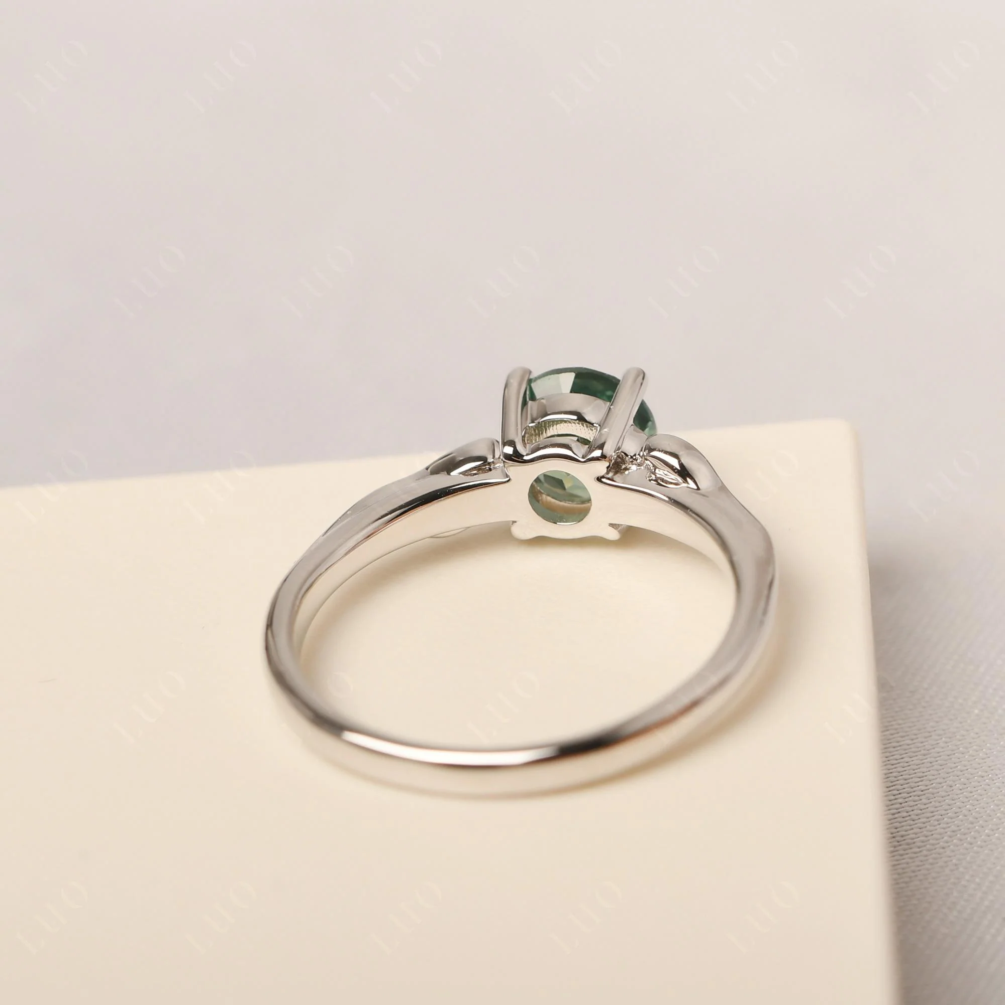 Petite Green Sapphire Tender Leaf Ring - Image 12