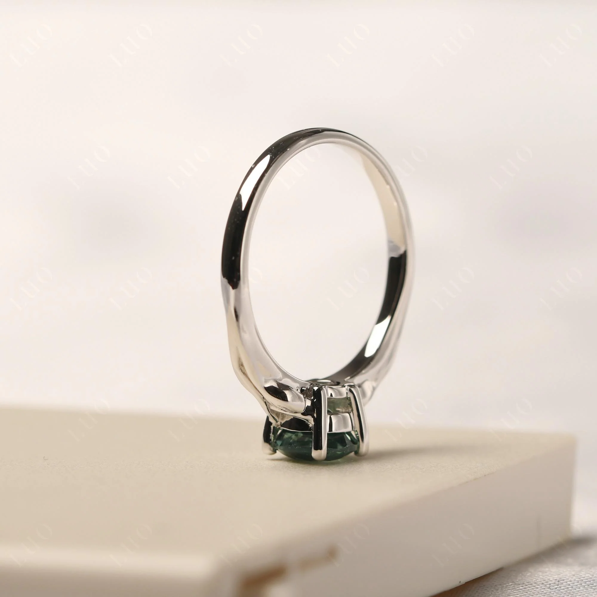 Petite Green Sapphire Tender Leaf Ring - Image 13