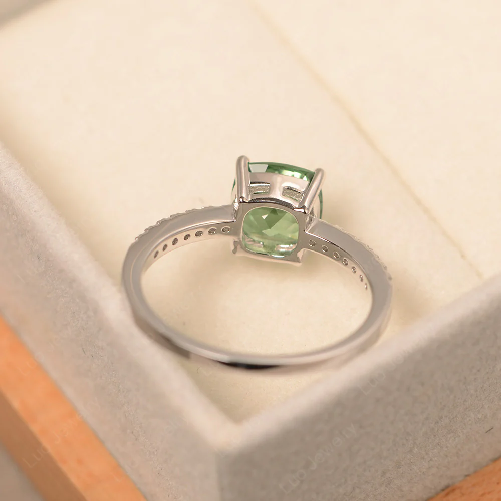 Cushion Cut Green Sapphire Promise Ring - Image 4