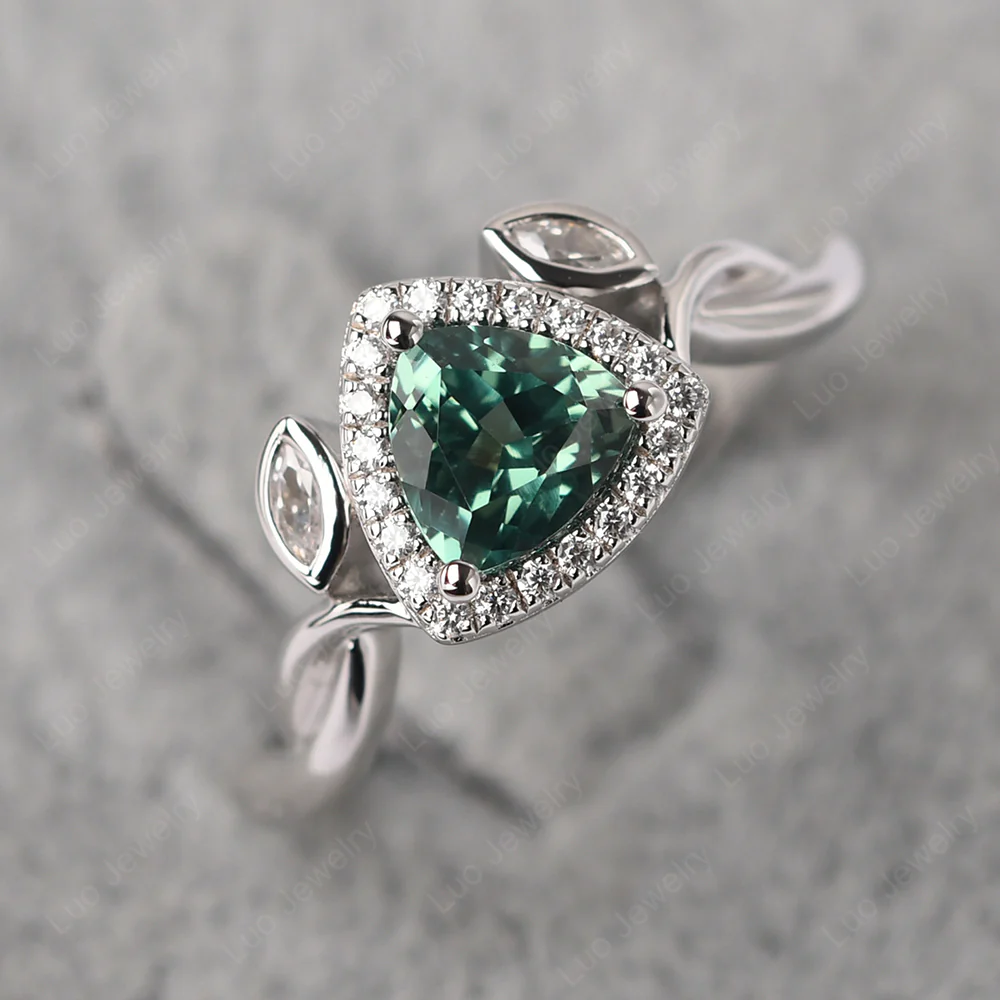 Trillion Cut Green Sapphire Art Deco Ring - Image 3