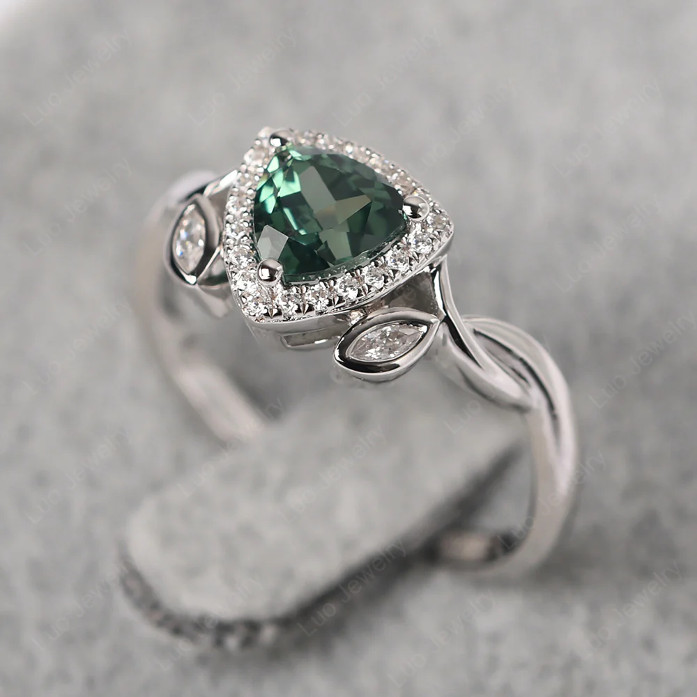 Trillion Cut Green Sapphire Art Deco Ring - Image 4