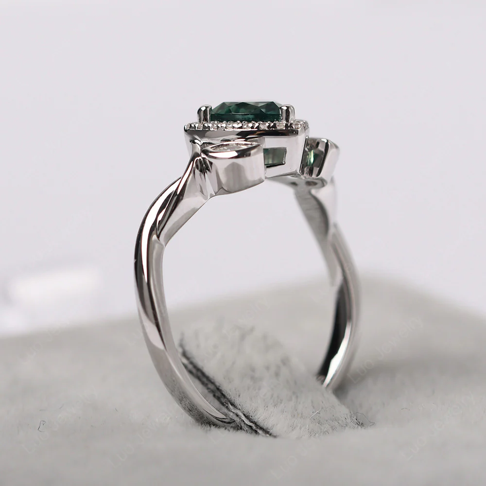 Trillion Cut Green Sapphire Art Deco Ring - Image 6