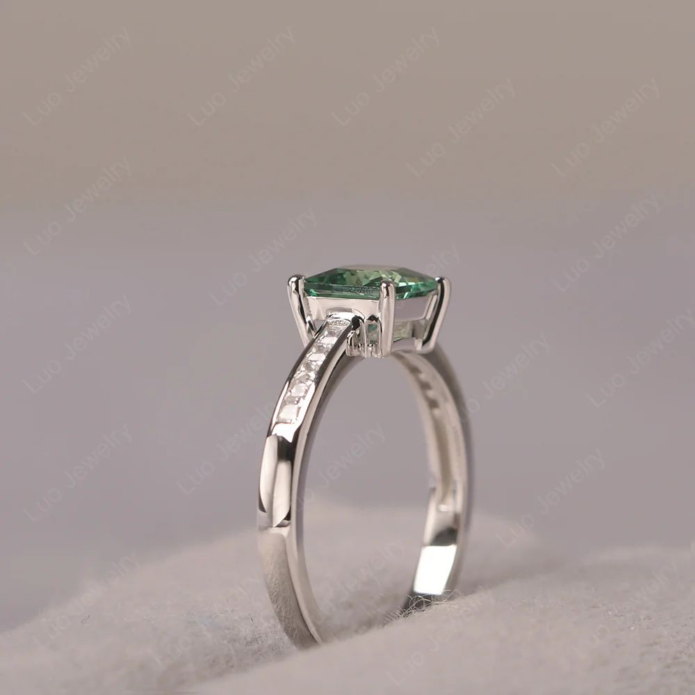 Princess Cut Green Sapphire Promise Ring - Image 3