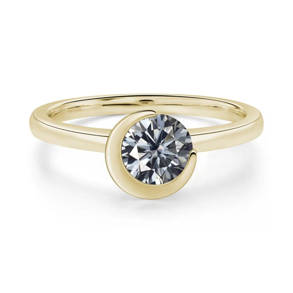 Grey Moissanite New Moon Bezel Ring - Image 2