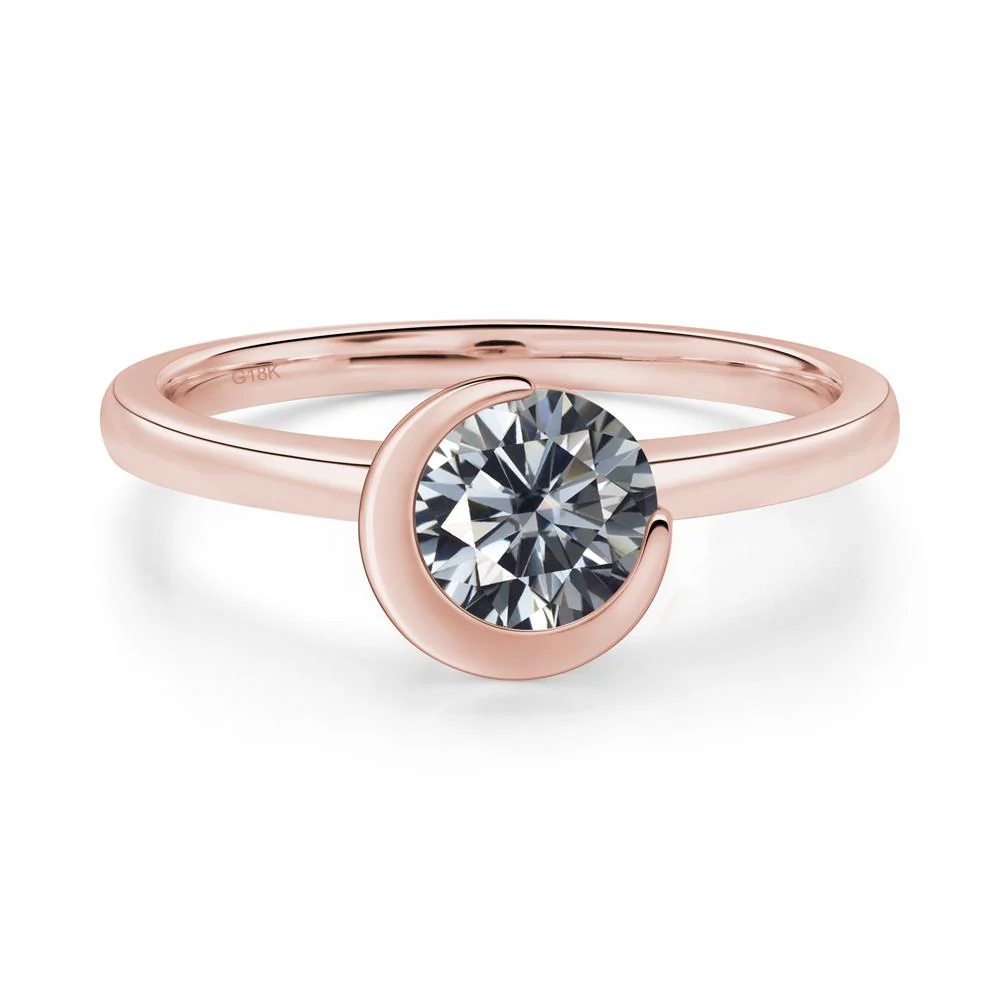 Grey Moissanite New Moon Bezel Ring - Image 5