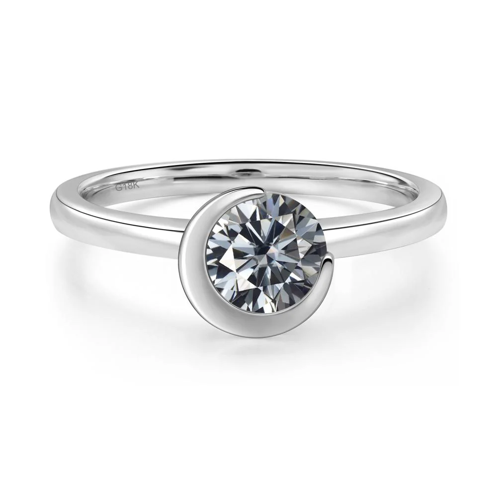 Grey Moissanite New Moon Bezel Ring - Image 8