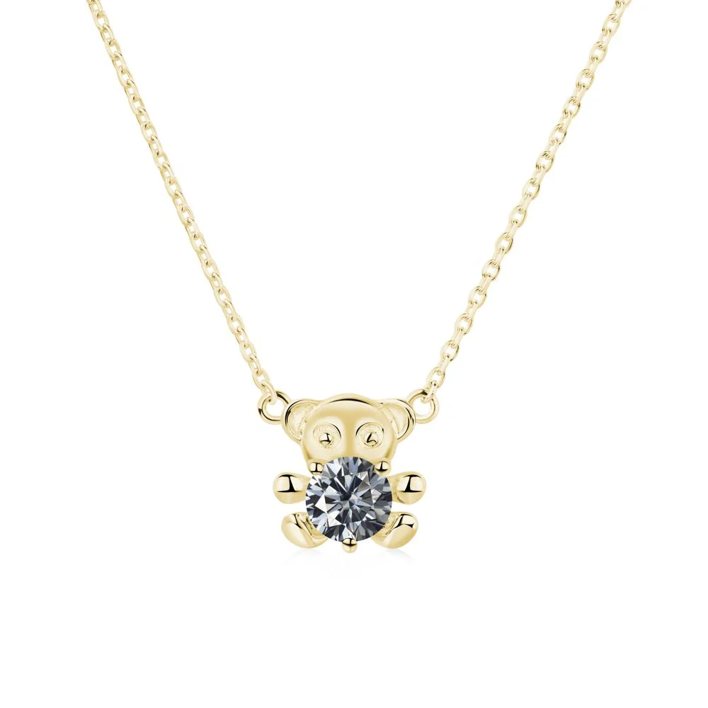 Grey Moissanite Teddy Bear Necklace - Image 4
