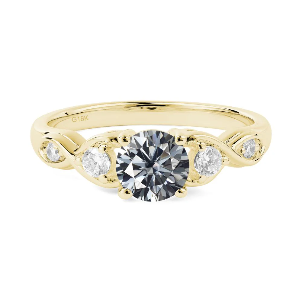 Grey Moissanite Twisted Ring