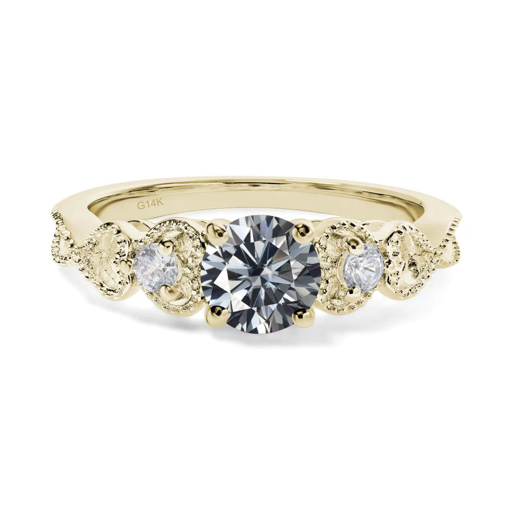 Grey Moissanite Vintage Style Engagement Ring - Image 4