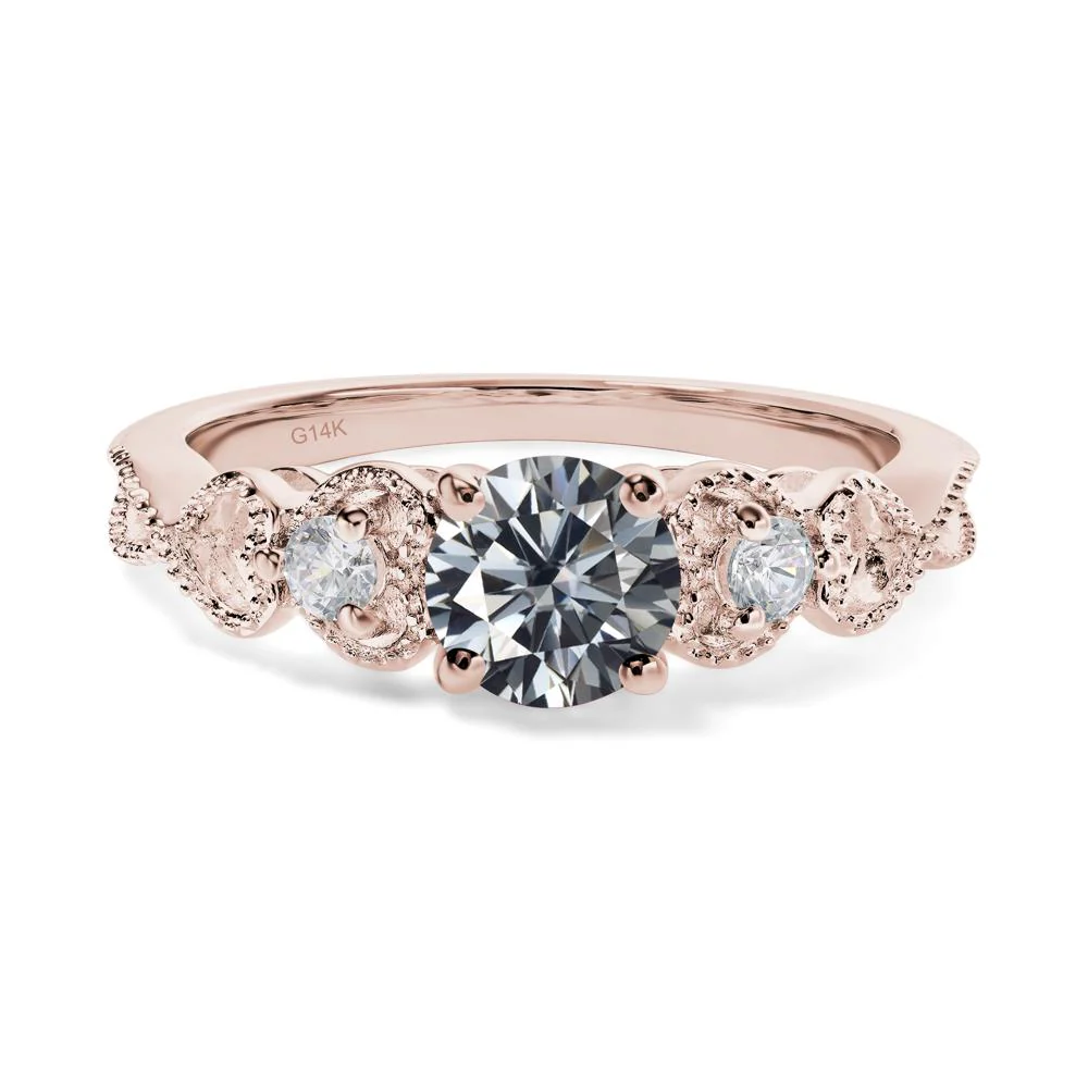 Grey Moissanite Vintage Style Engagement Ring - Image 5