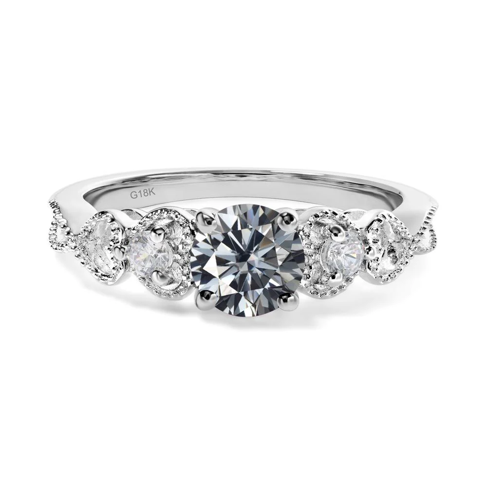 Grey Moissanite Vintage Style Engagement Ring - Image 7