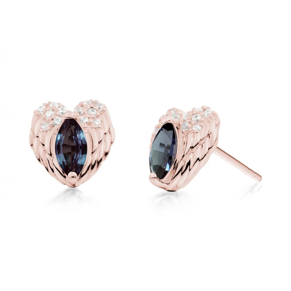 Guardian Angel Wings Alexandrite Stud Earrings - Image 2