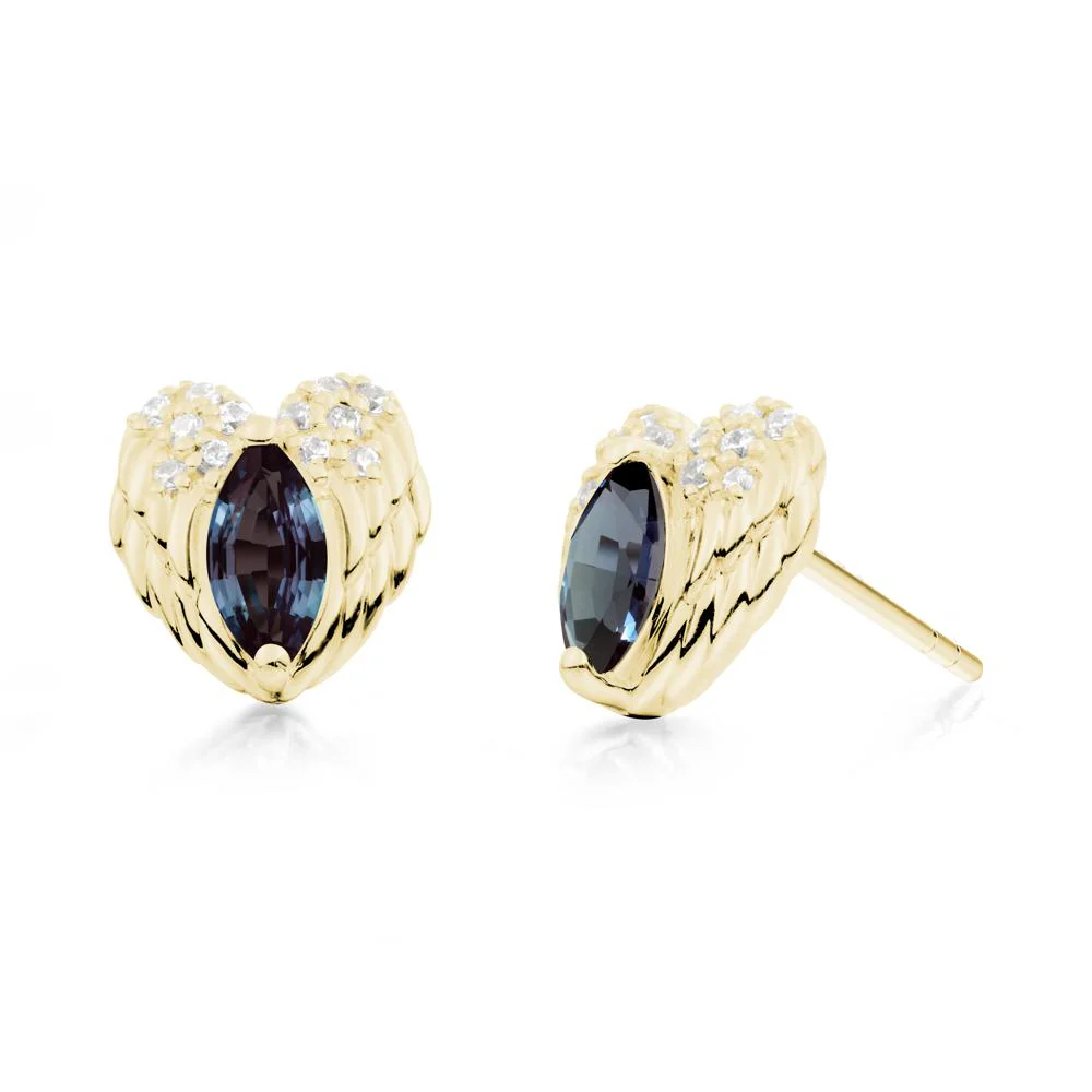 Guardian Angel Wings Alexandrite Stud Earrings - Image 4
