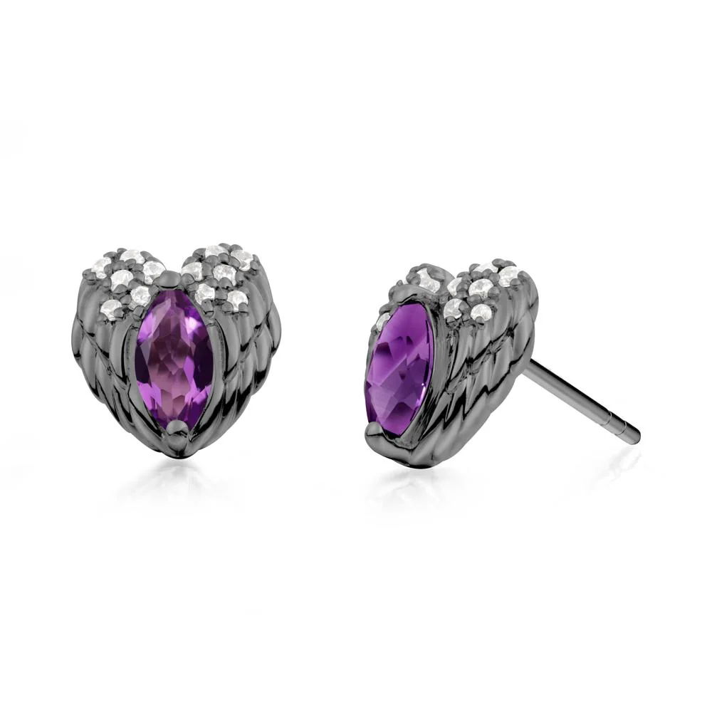 Guardian Angel Wings Amethyst Stud Earrings - Image 3