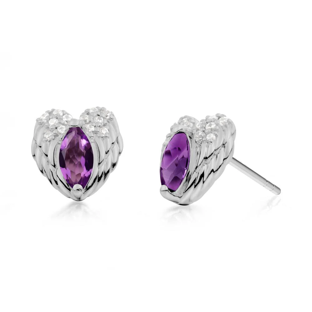 Guardian Angel Wings Amethyst Stud Earrings - Image 4