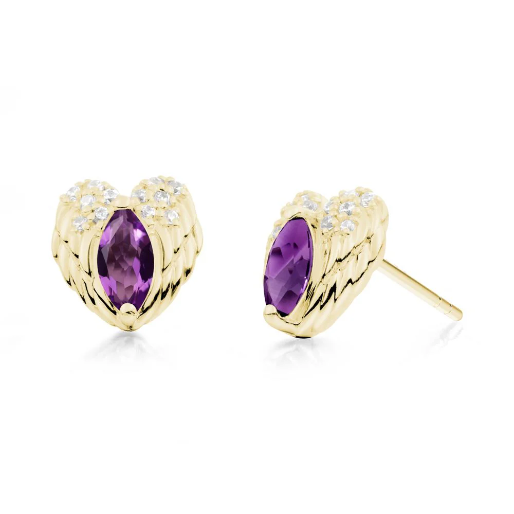 Guardian Angel Wings Amethyst Stud Earrings - Image 5